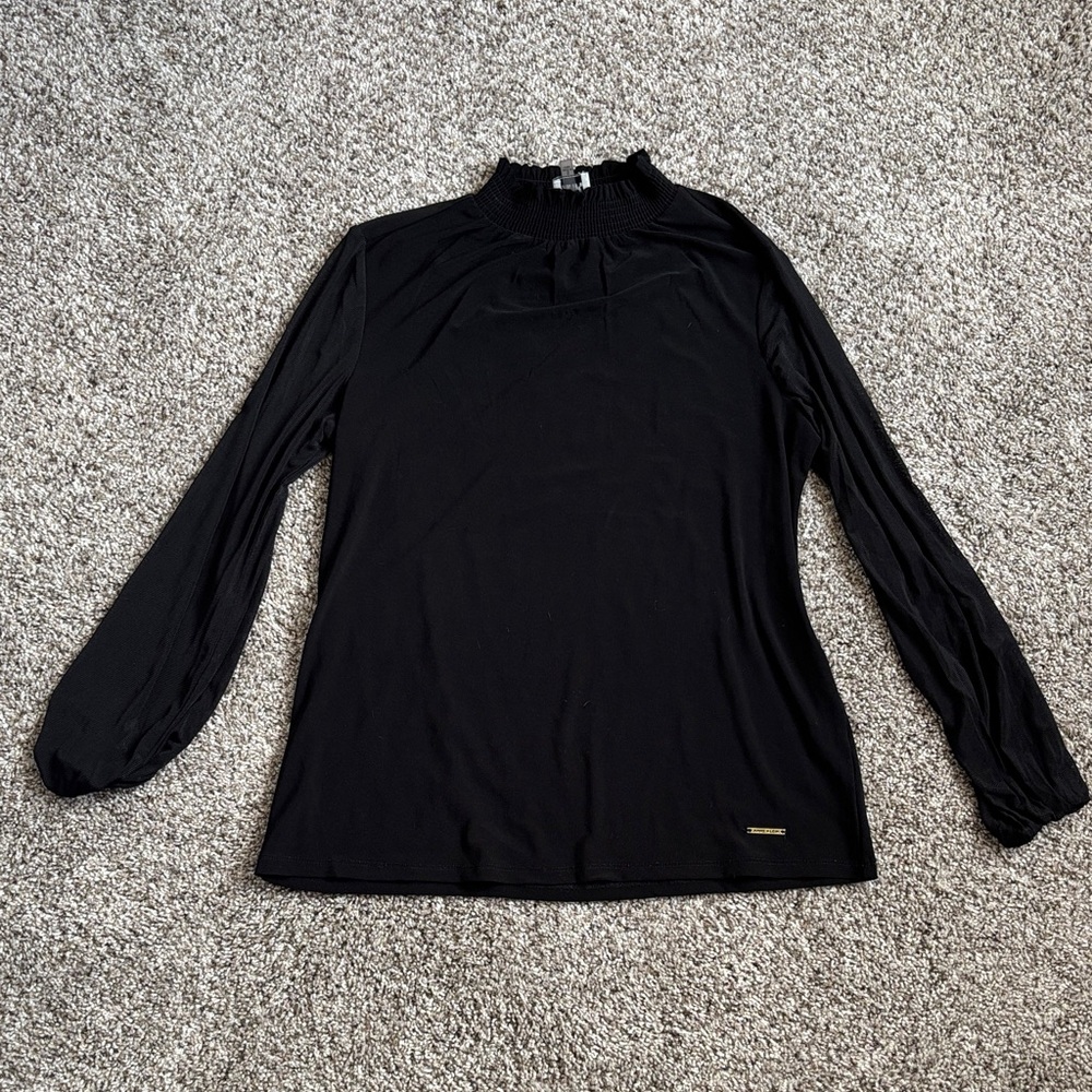 Anne Klein Elegant Black Long Sleeve Blouse